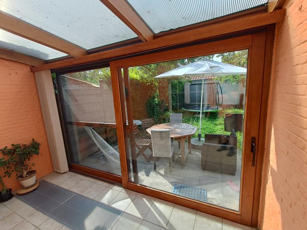 Gratis houten veranda schuifdeur met dubbel glas, Enlèvement, Utilisé, Vitre comprise, Autres types