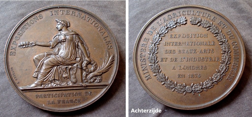Franse medaille tijdens de expo Londen 1874, Postzegels en Munten, Penningen en Medailles, Verzenden