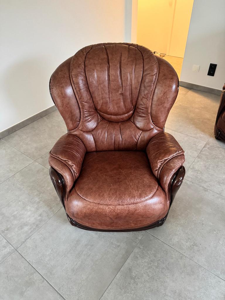 Lederen salon, Huis en Inrichting, Ophalen, Overige maten, Klassiek, Zo goed als nieuw