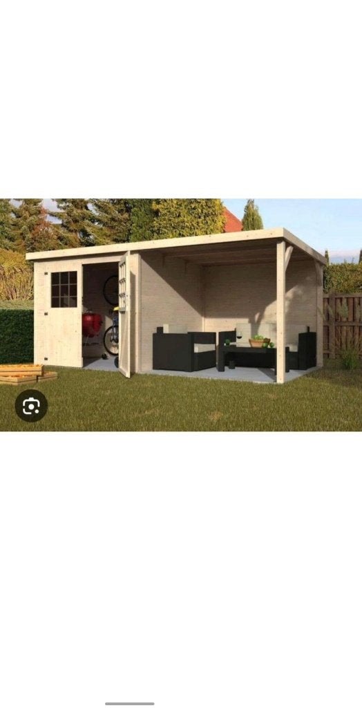 Abri de jardin 461cm x 233cm avec auvent, 2 fenêtres, Enlèvement, 500 cm ou plus, Abri de jardin