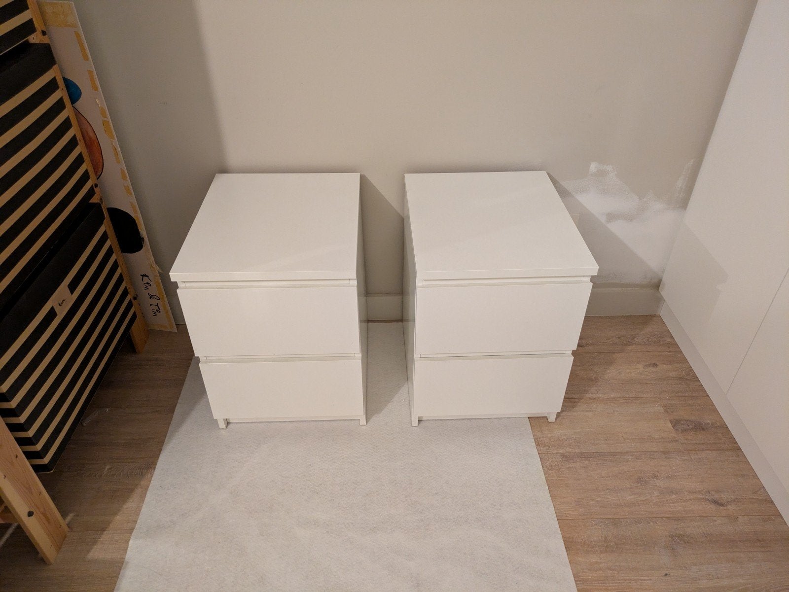 2 IKEA MALM nachtkastjes – wit – 2 lades, Ophalen