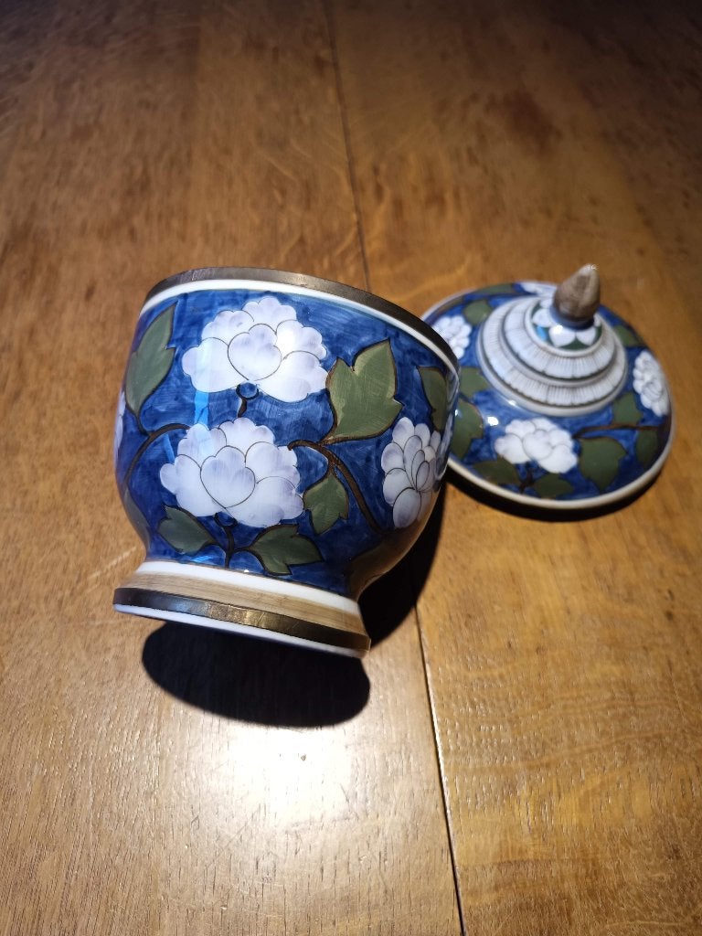 Melarti handgeschilderde gemberpot met bloemmotieven, Ophalen of Verzenden
