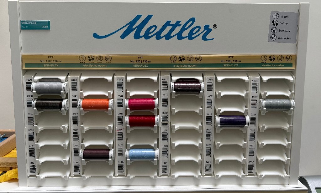 Mettler Seraflex elastisch garen 16 stuks inclusief kast, Ophalen, Nieuw