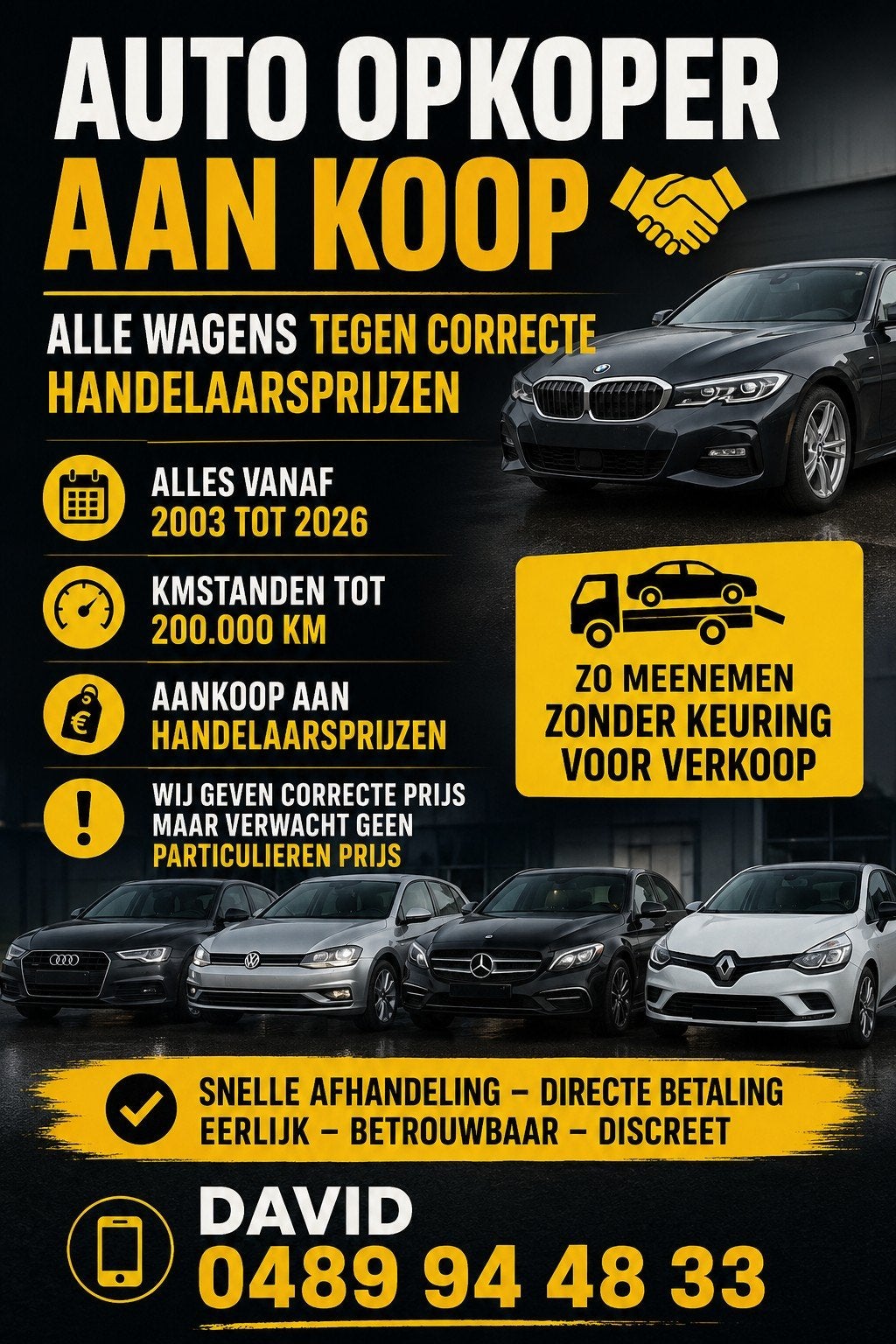 AUTO OPKOPER GEZOCHT? WIJ KOPEN UW WAGEN!, Ophalen
