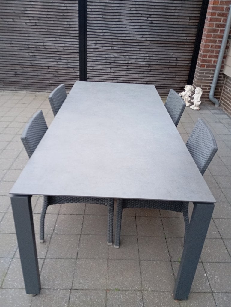Tafel tuintafel met stoelen, Tuin en Terras, Ophalen, Gebruikt, Rechthoekig, Aluminium