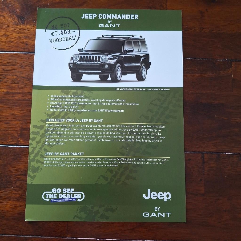 JEEP COMMANDER de GANT 06/2009, Enlèvement ou Envoi, Neuf, Autres marques
