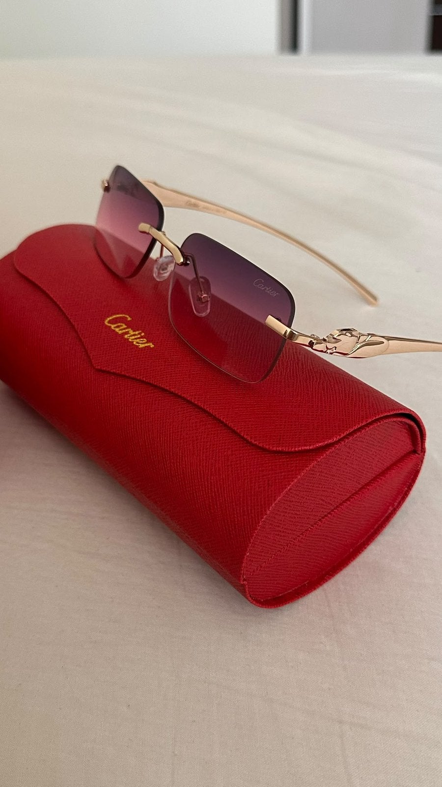 Cartier zonnebrillen, Overige merken, Zonnebril, Paars, Nieuw