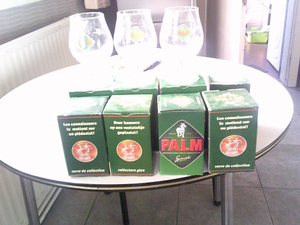 8 palm glazen met paard in de voet, Ophalen, Nieuw, Glas of Glazen, Palm