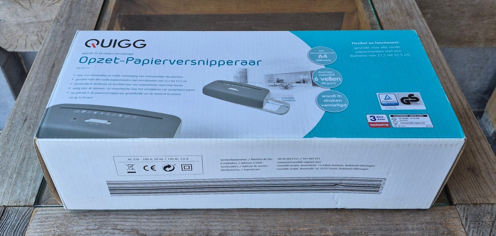 papier versnipperaar, Enlèvement