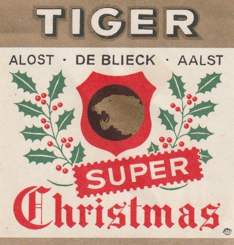bieretiket België De Blieck Tiger Aalst : Super Christmas, Verzamelen, Verzenden, Gebruikt, Overige typen, Overige merken