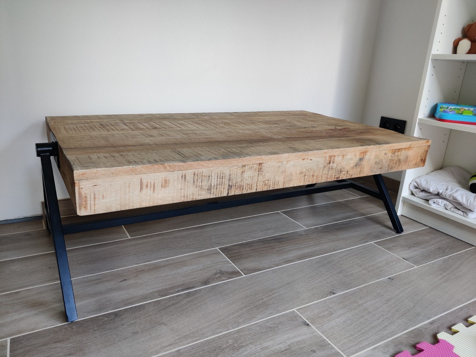 Salontafel mangohout, Huis en Inrichting, Ophalen, Nieuw, Rechthoekig, Industrieel/modern