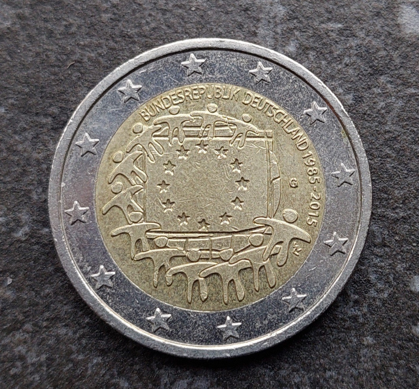 2 euro Duitsland 2015 30 Jaar Europese Vlag, Postzegels en Munten, Ophalen of Verzenden, Duitsland, 2 euro, Losse munt
