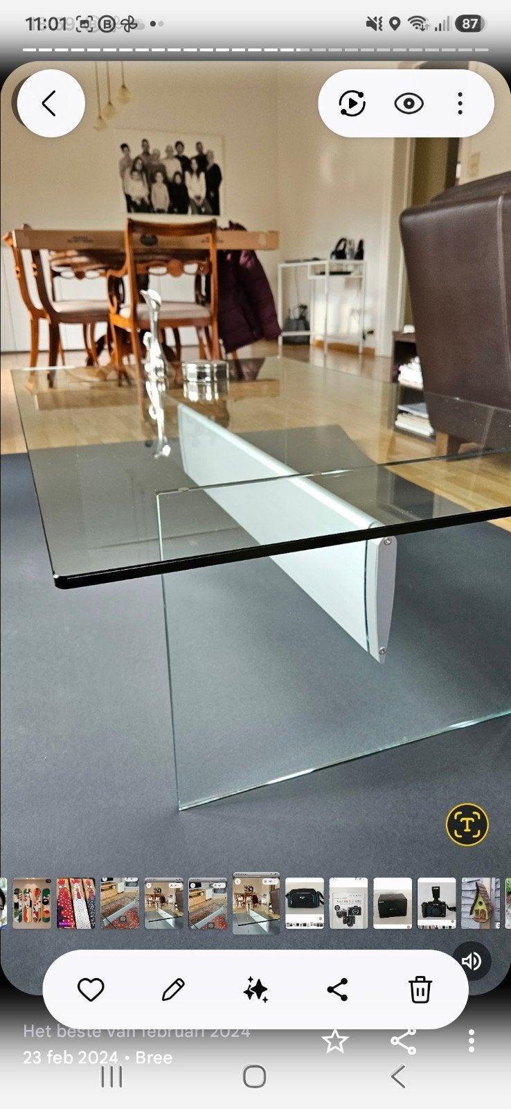 glazen salontafel, lengte 130,breedte 70,hoogte 39, Ophalen of Verzenden, Zo goed als nieuw