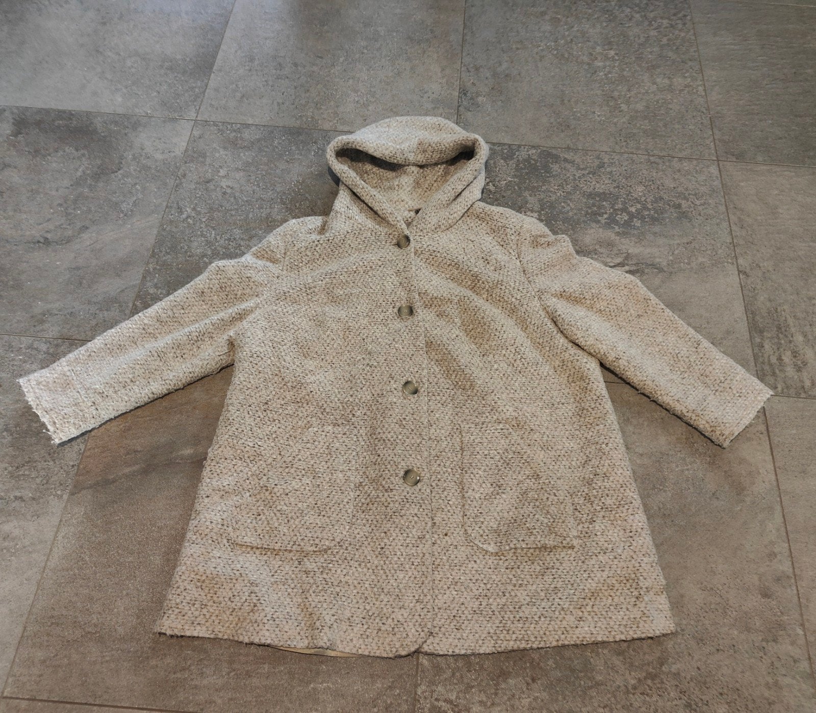 wollen mantel XL, Ophalen, Zo goed als nieuw, Maat 46/48 (XL) of groter, Beige