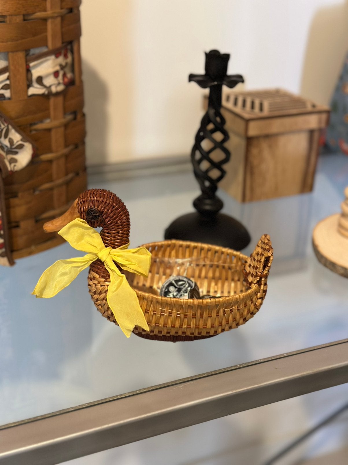 Joli panier en osier en forme de canard, Enlèvement ou Envoi, Comme neuf