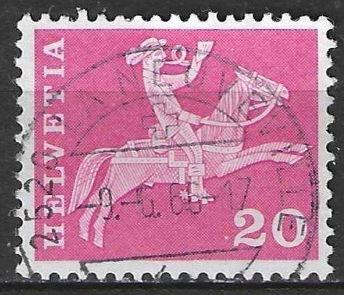 Suisse 1960-1963 - Yvert 646 - Facteur à cheval (ST), Timbres & Monnaies, Timbres | Europe | Suisse, Affranchi, Envoi