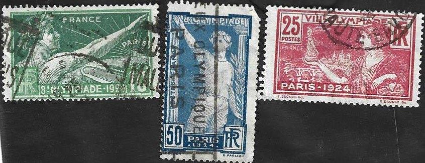 3 Postzegels Frankrijk 1924 Olympiade – Parijs, Enlèvement ou Envoi, Affranchi