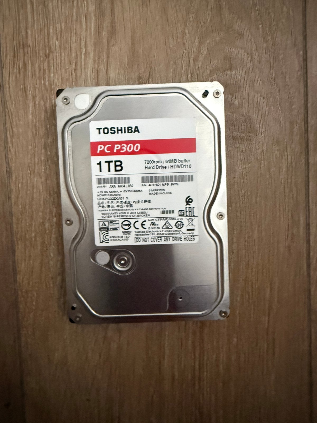 HDD 1Tb Toshiba p300, Computers en Software, Harde schijven, Ophalen, Zo goed als nieuw, SATA, HDD