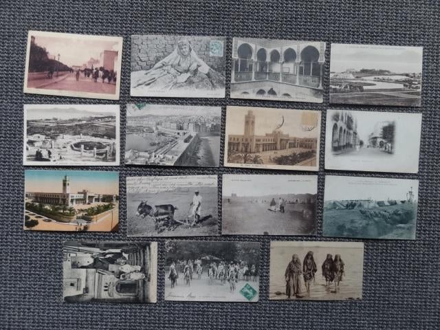 15 kaarten uit Noord Afrika, Verzenden, 1920 tot 1940, Gelopen, Buiten Europa