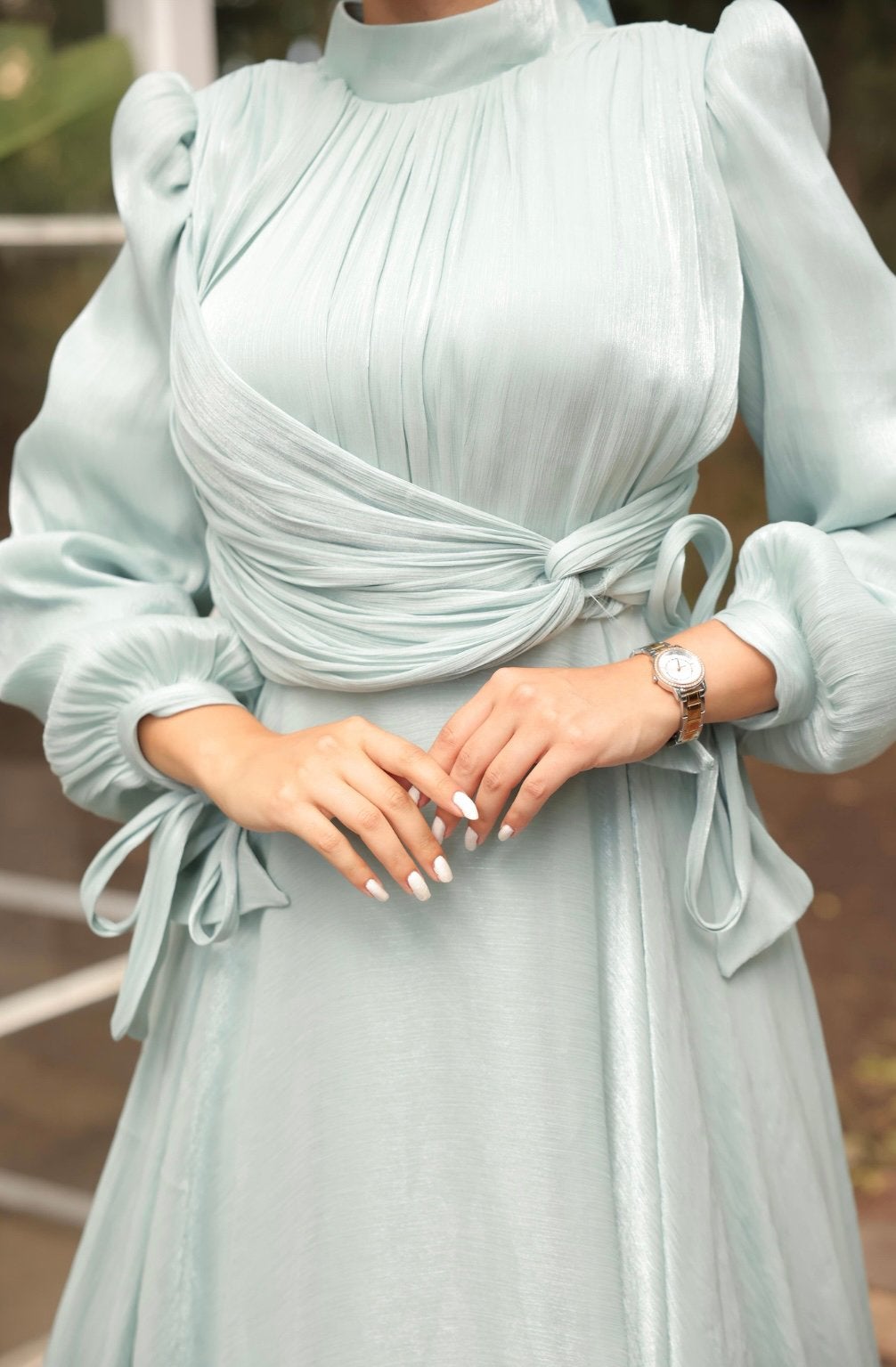 Elegante lange jurk – mintgroen, Kleding | Dames, Ophalen, Zo goed als nieuw, Maat 42/44 (L)