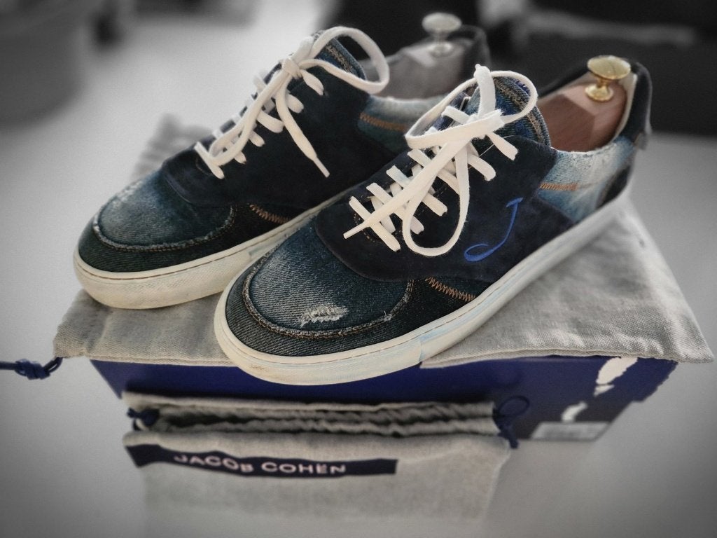 Jacob Cohën Dreamer sneakers denim/suède, maat 44, met doos, Kleding | Heren, Blauw, Ophalen of Verzenden, Zo goed als nieuw, Jacob Cohen