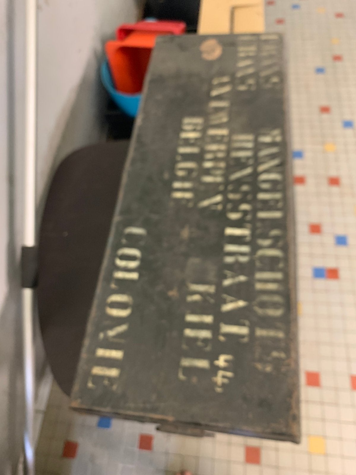 Originele metalen reiskoffer, Ophalen, Gebruikt, Metaal