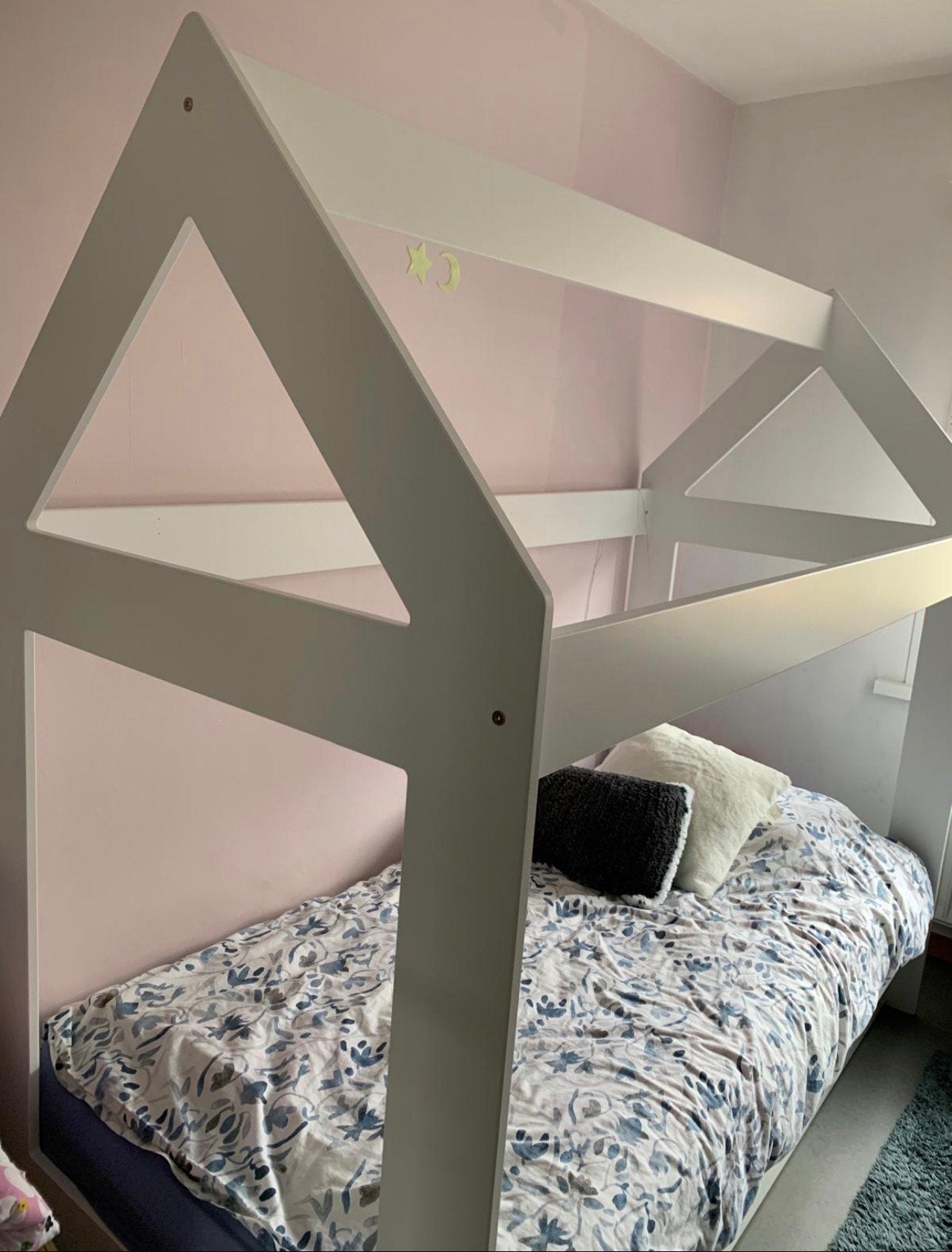Kinderbed in huis stijl wit met lade, Maison & Meubles, Chambre à coucher | Lits, 90 cm, Une personne, Enlèvement, Utilisé