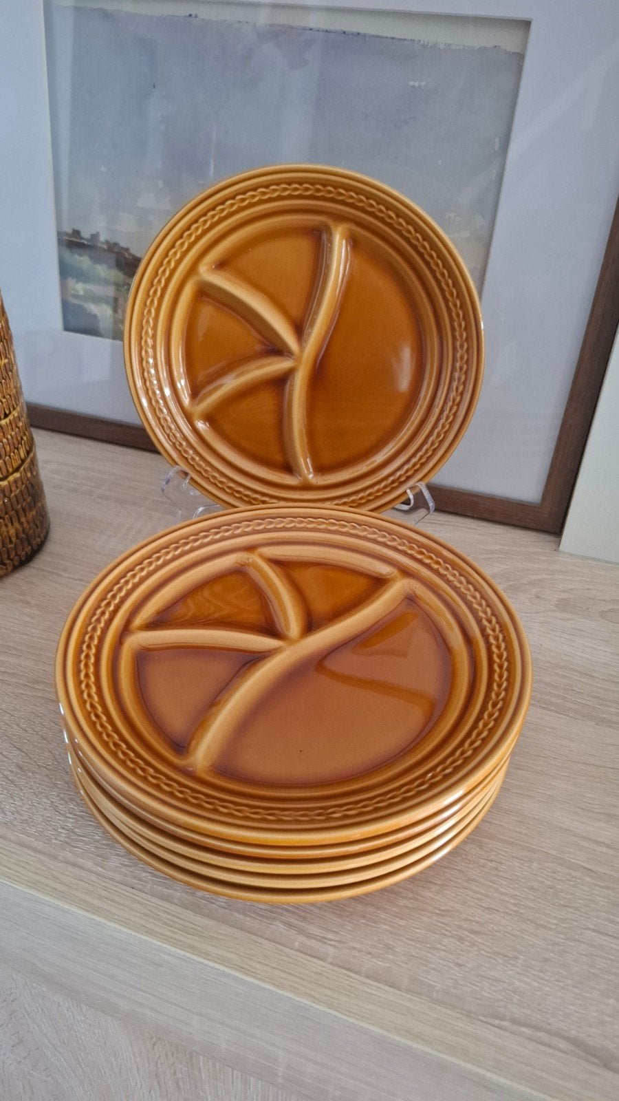 Lot de 6 assiettes vintage a fondue, Assiettes(s), Vintage, Céramique, Enlèvement