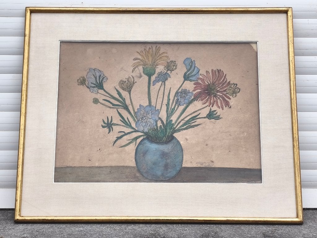 Aquarelle fleurs signe L wolff, Antiquités & Art, Enlèvement ou Envoi