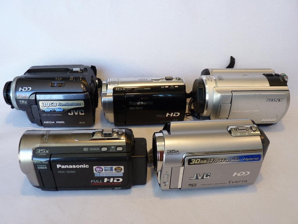 Digitale videocamera’s Harddisk en SD: JVC, Panasonic, Sony, Audio, Tv en Foto, Videocamera's Digitaal, Harde schijf, Zo goed als nieuw