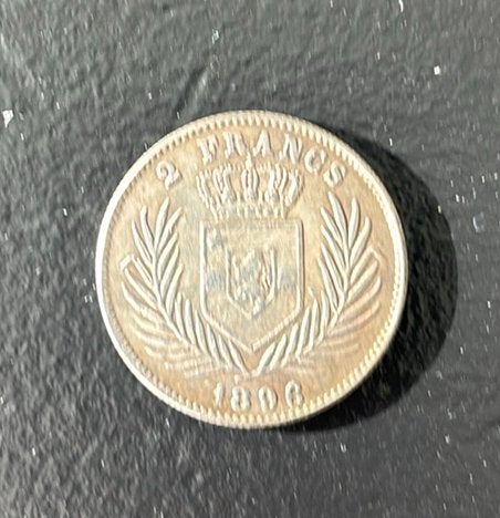 2 Francs Argent Leo II 1896  Congo Belge, Enlèvement ou Envoi, Argent, Monnaie en vrac, Argent