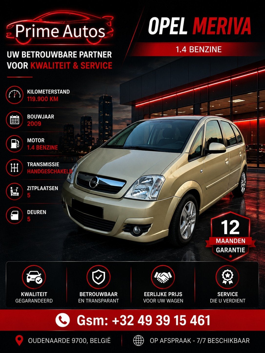 Opel Meriva 1.4 benzine 1 jaar garantie, Autos, Opel, Achat, Entreprise, Boîte manuelle, Entretenue par le concessionnaire