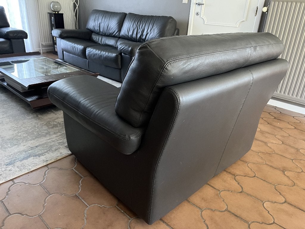 salon en cuir gris, Maison & Meubles, Canapés | Coins salons complets, Enlèvement, Utilisé, Cuir, Classique