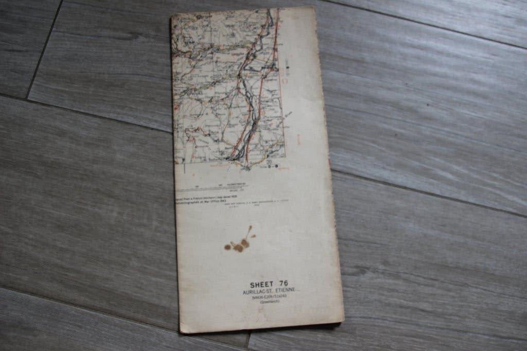 US WW2 Carte "Sheet 76 - Aurillac - St Etienne" 1943, Envoi, Armée de terre, Autres types