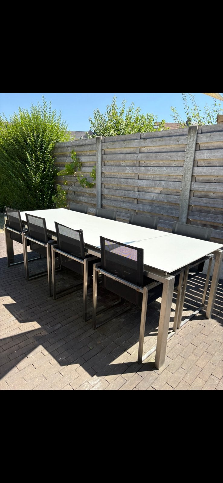 Tuinset RVS met 8 stoelen, Ophalen, Zo goed als nieuw, Tuinset
