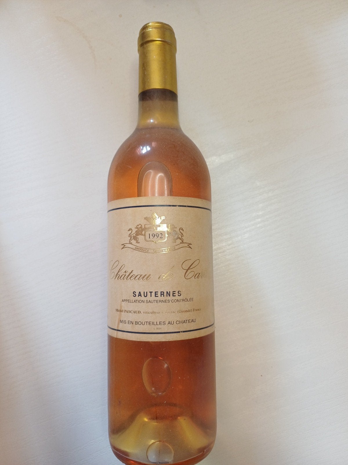 Château de Carles Sauterne 1992, Ophalen