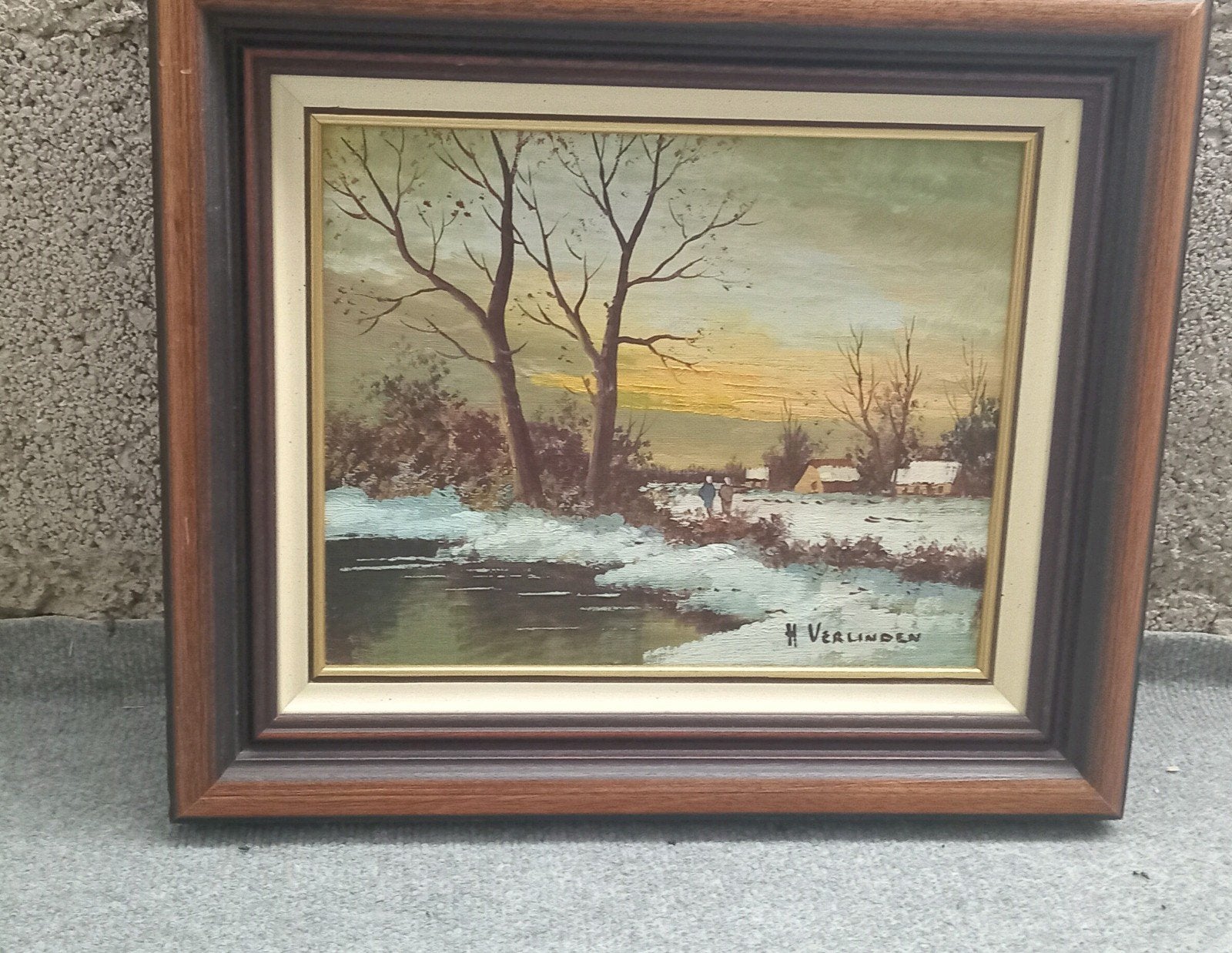 Tableau de paysage signé H. Verlinden, Antiek en Kunst, Ophalen