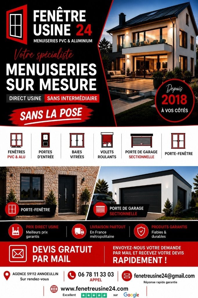Menuiseries PVC-ALU Sur Mesure Sans la Pose, Bricolage & Construction, Enlèvement, Neuf