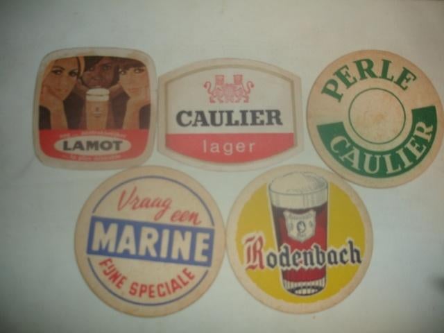 5 oude viltjes, Lamot, Caulier, Marine en Rpdenbach, Ophalen of Verzenden, Zo goed als nieuw, Viltje(s), Overige merken