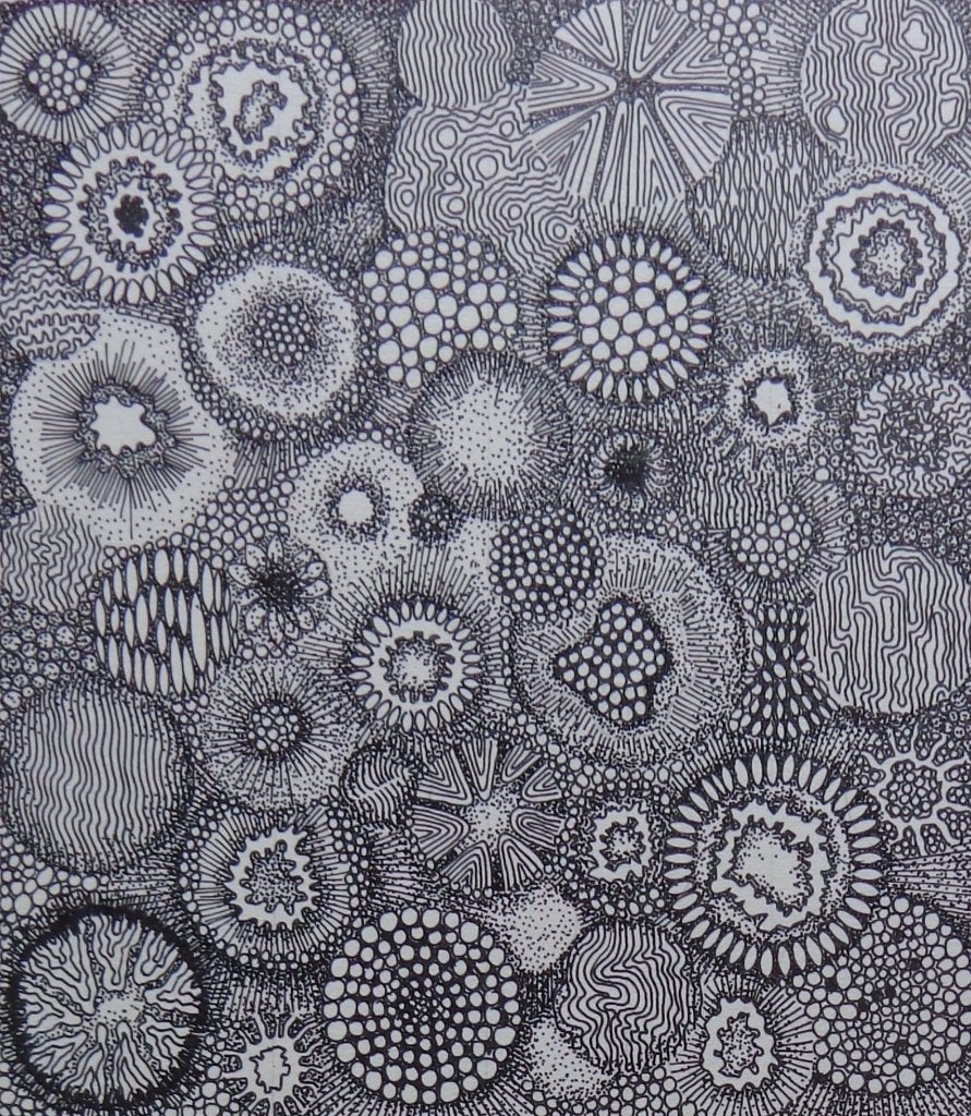 VEROLIETHE GOUWET / KOSMOS / ORIGINEEL WERK / 40x30cm / SIG, Antiek en Kunst, Kunst | Schilderijen | Modern, Ophalen of Verzenden