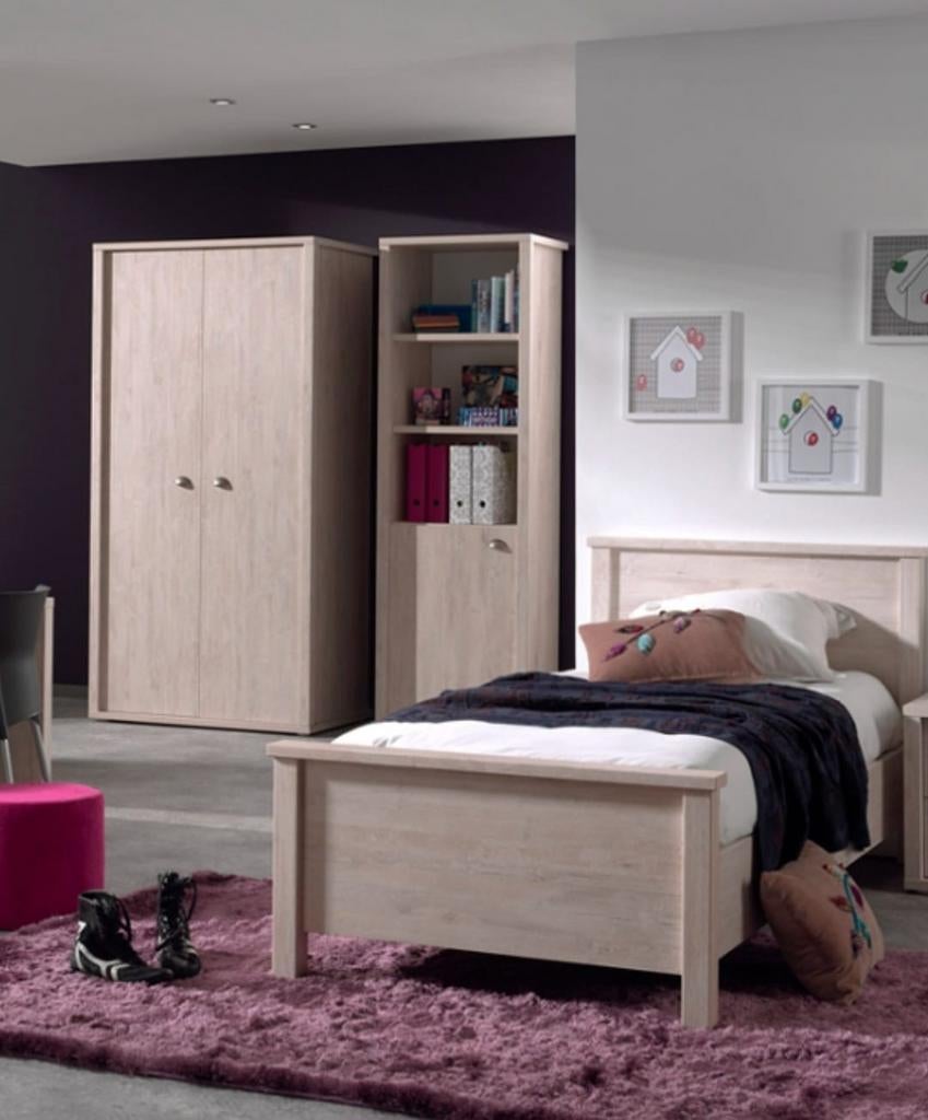 Chambre  complète avec lit 90x200, Enlèvement, Comme neuf, Une personne, Bois