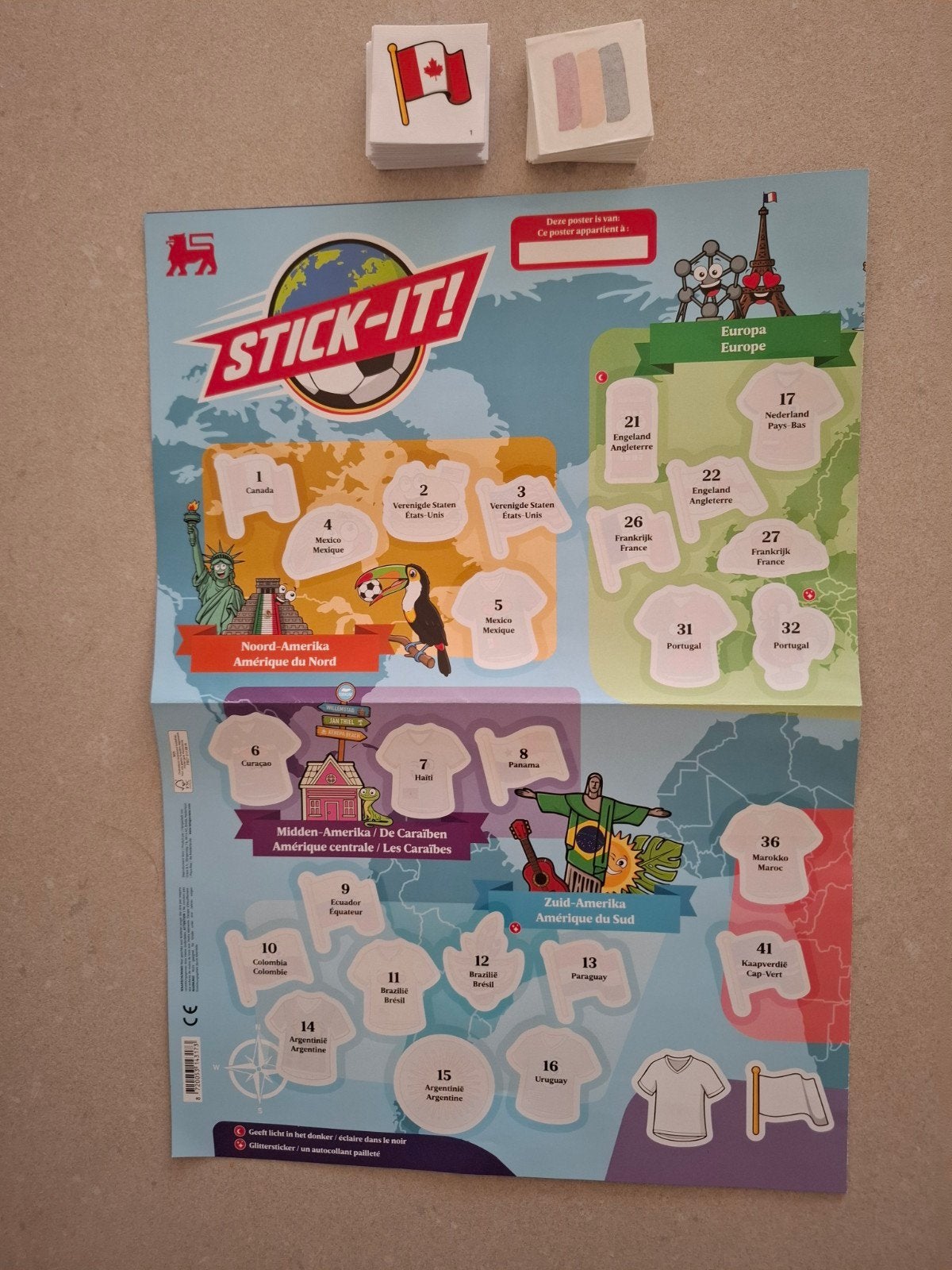 Set complet Stick - It Delhaize avec carte de collection, Envoi
