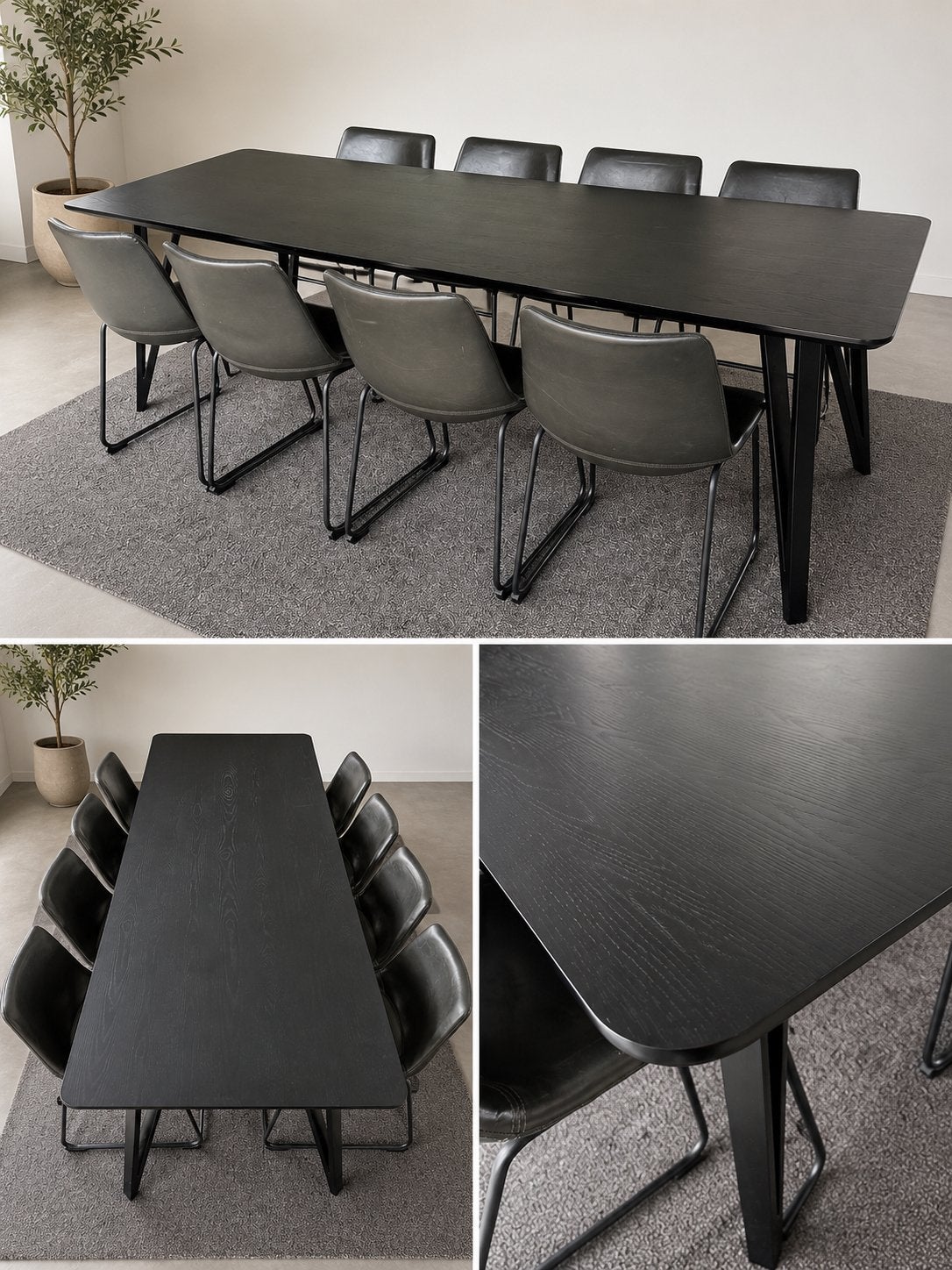 Moderne zwarte eettafel met 8 stoelen, Ophalen, Zo goed als nieuw