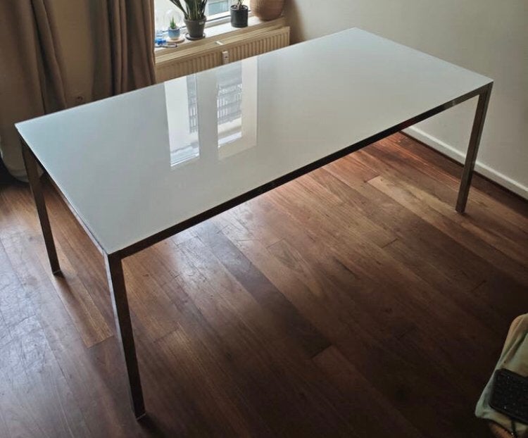 Table IKEA Vintage Verre Chrome, Enlèvement, Utilisé, Verre