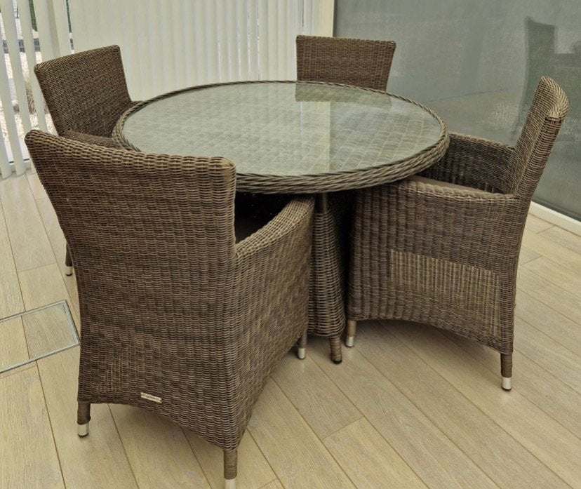 Tafel + 4 stoelen, Tuin en Terras, Tuinsets en Loungesets, Ophalen, Zo goed als nieuw