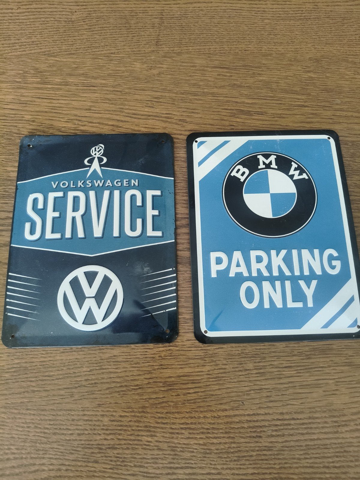 VW en BMW metalen plaatwerk vintage stijl, Ophalen of Verzenden