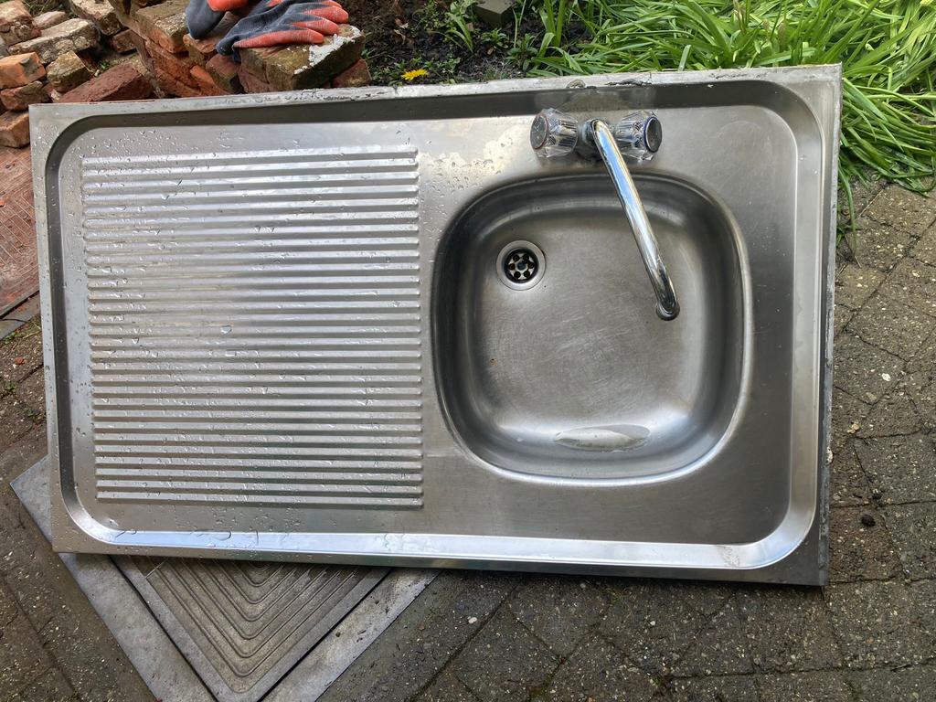 Spoelbak inox met kraan, Huis en Inrichting, Ophalen, Zo goed als nieuw