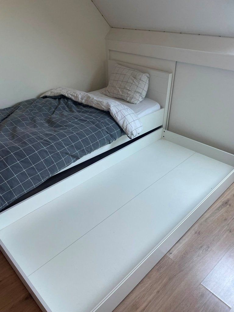 Eenpersoonsbed met lade incl lattenbodem en 1 matras, 85 tot 100 cm, Gebruikt, 180 cm of meer, Ophalen