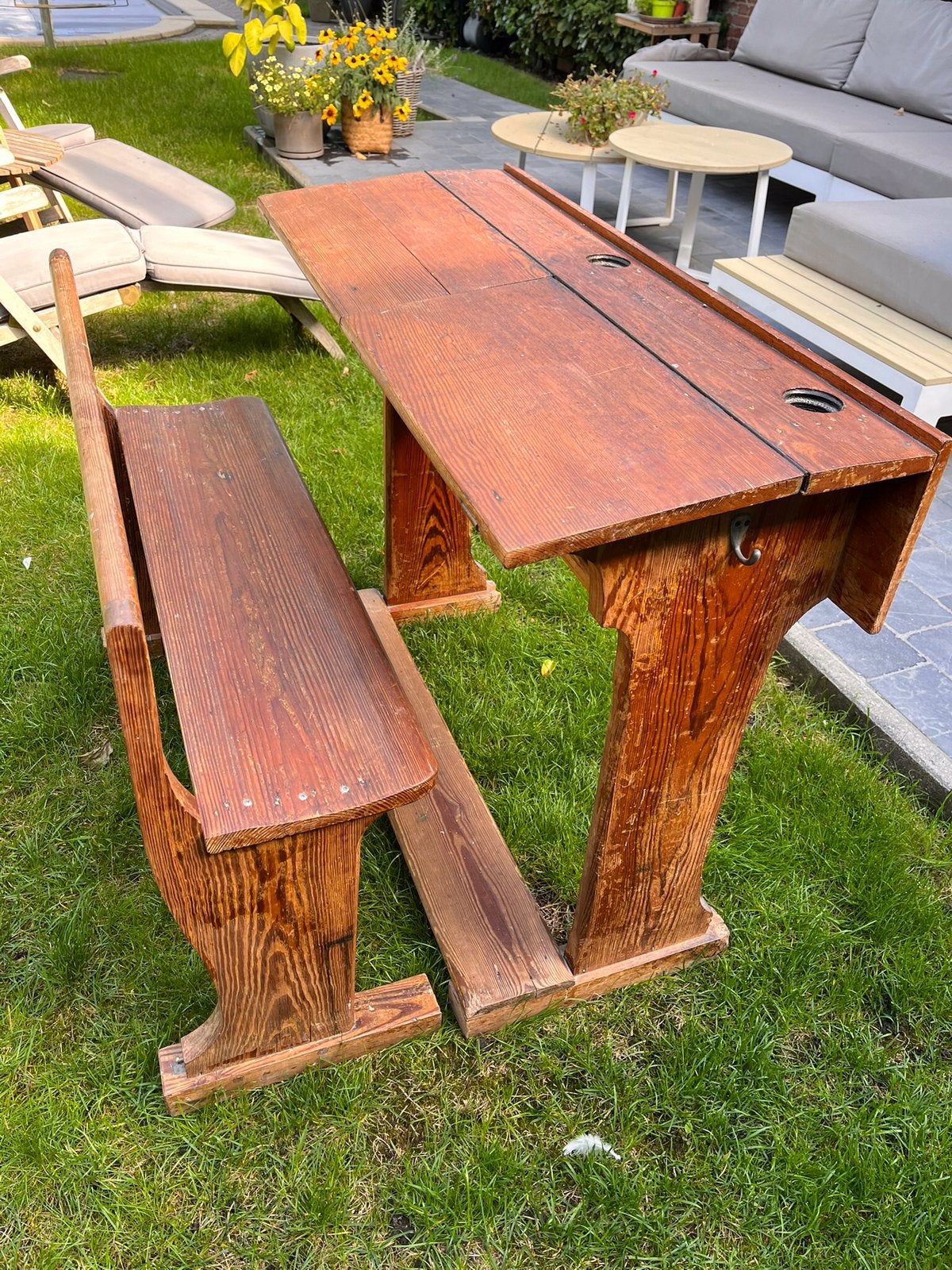 Oud schoolbanjen, Gebruikt, Kinderbureau, 99 cm, Ophalen