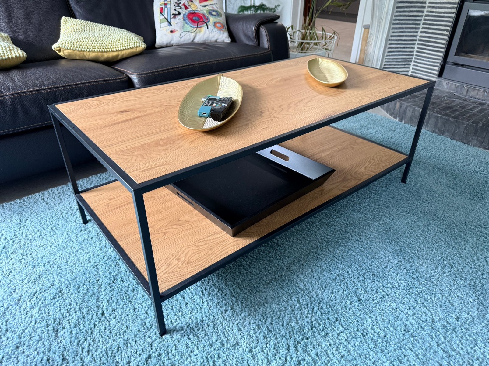 Table basse style industriel–Excellent état 120  60  45 cm, Enlèvement, Comme neuf, Métal